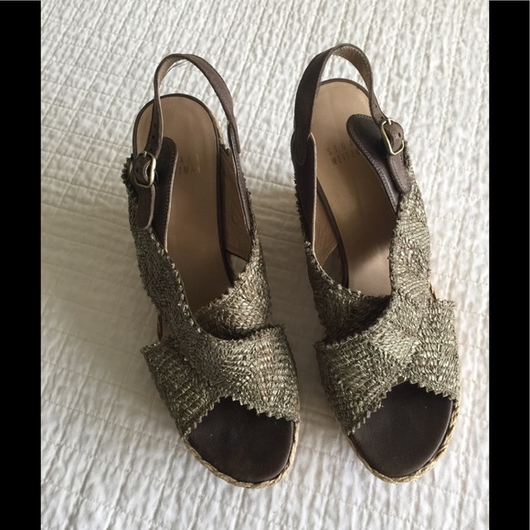 Stuart Weitzman olive raffia rope wedge sandals - Picture 13 of 13
